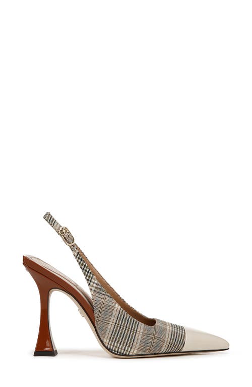 Shop Sam Edelman Odette Slingback Pointed Cap Toe Pump In Oat Multi/alpine Ivory