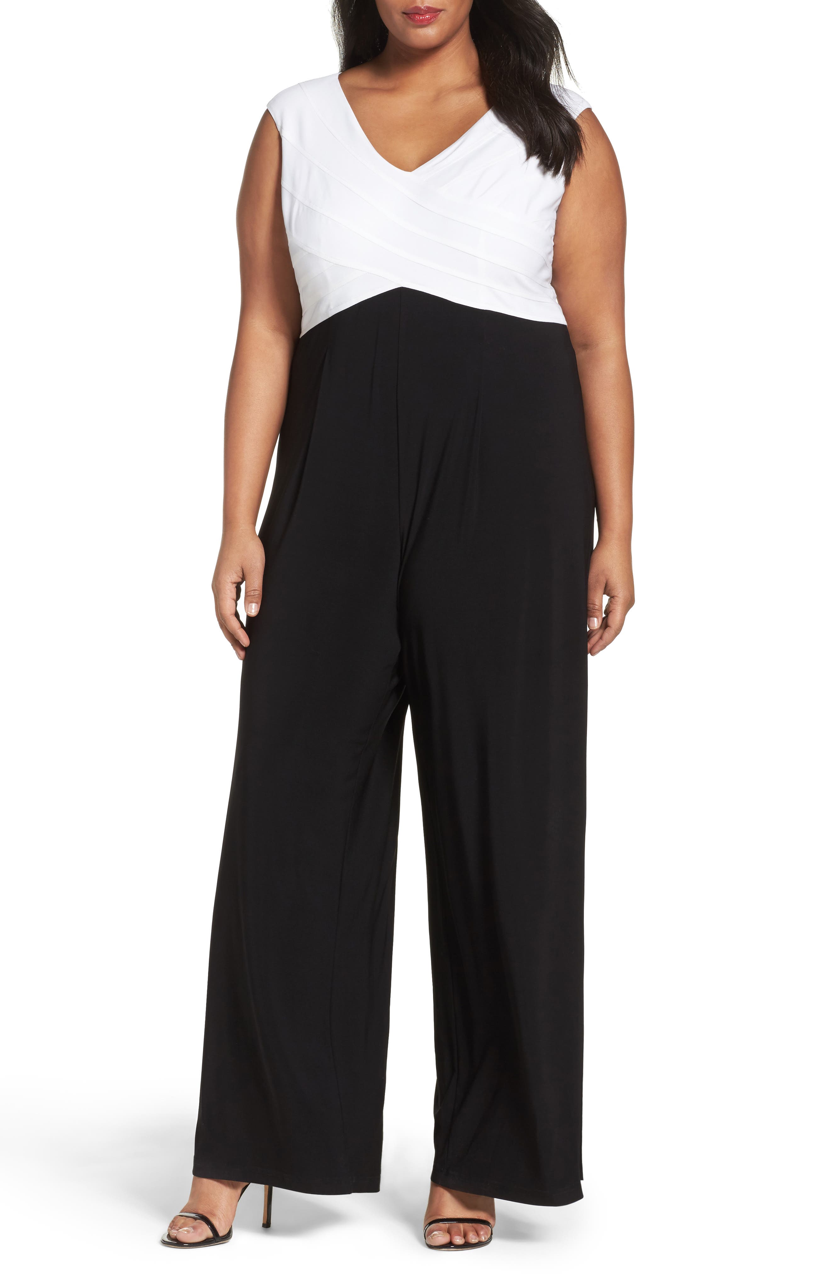 Adrianna Papell Colorblock Jersey Jumpsuit (Plus Size) Nordstrom