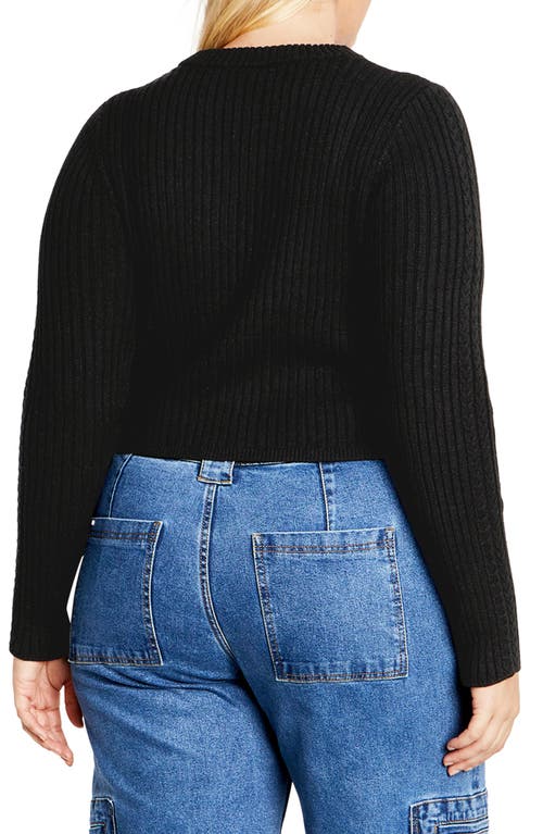 Shop City Chic Mixed Stitch Crewneck Sweater In Black