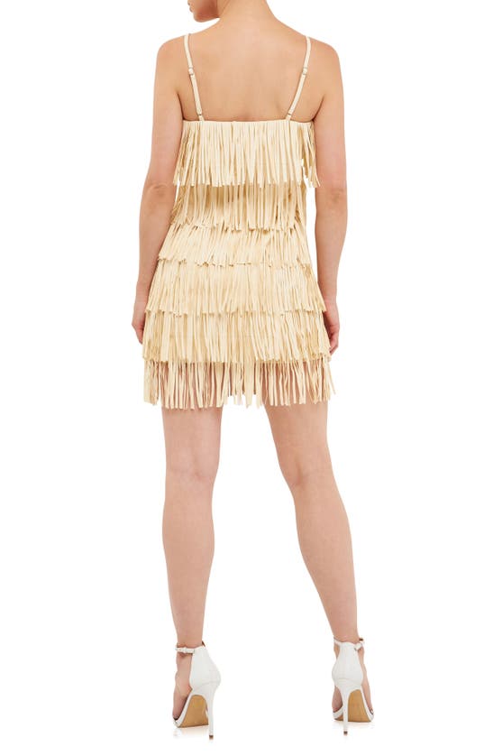 Shop Endless Rose Fringe Faux Suede Minidress In Ivory
