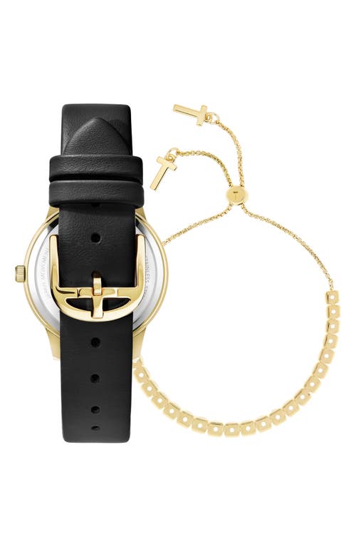 Shop Ted Baker London Fitzrovia Leather Strap Watch & Bracelet Set, 34mm In Yellow Gold/black/black