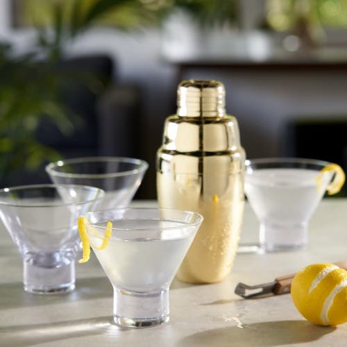 Viski Raye Crystal Heavy Base Martini Glasses Set Of 4 In Clear