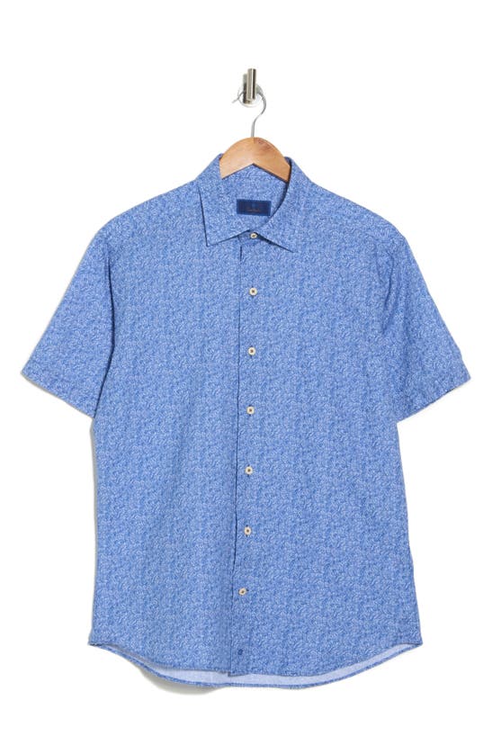 David Donahue Novelty Casual Short Sleeve Button-up Shirt In Navy