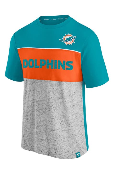 Men's Fanatics Branded Aqua/Heathered Charcoal Miami Dolphins Big & Tall  Lightweight Raglan Pullover Hoodie