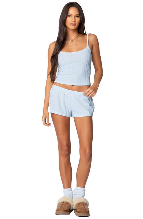 Shop Edikted Irene Low Rise Microshorts In Light-blue
