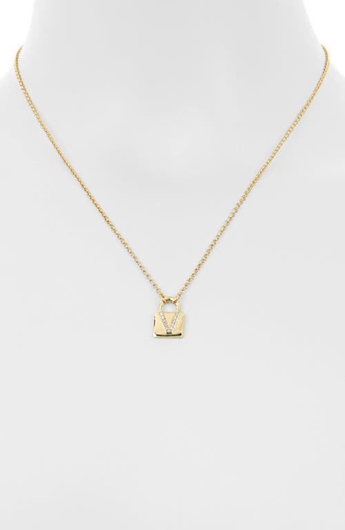 Meshmerise Diamond Padlock Initial Pendant Necklace In Yellow-v
