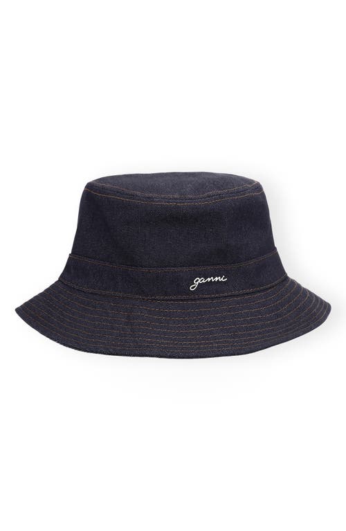 Ganni Denim Bucket Hat In Dark Navy