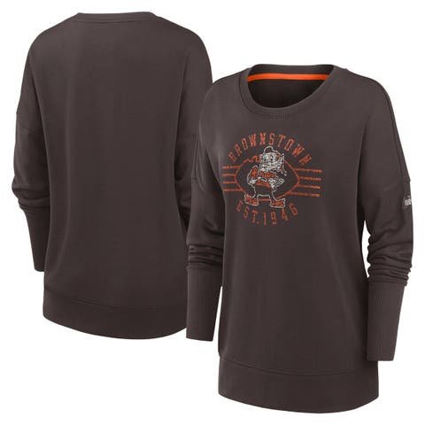 Cuce Fleece Cleveland Browns Ladies Crystal Side-Liner Sweatshirt