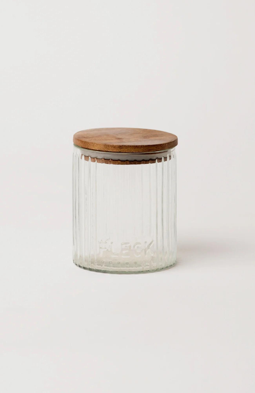 Shop Fleck Fluted Glass Storage Jars Set Of 3 In Clear