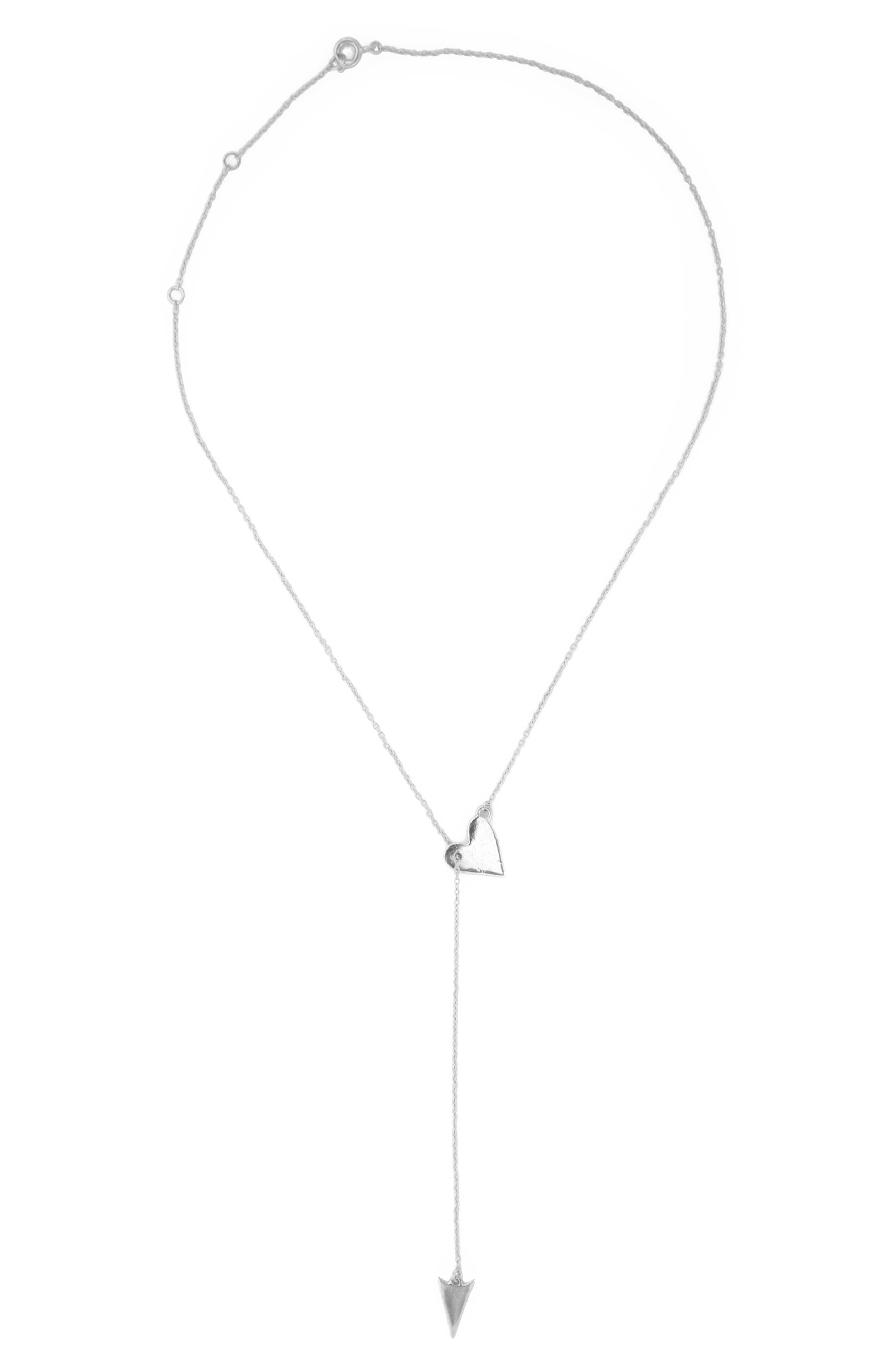 Adornia Heart & Arrow Lariat Necklace In Silver