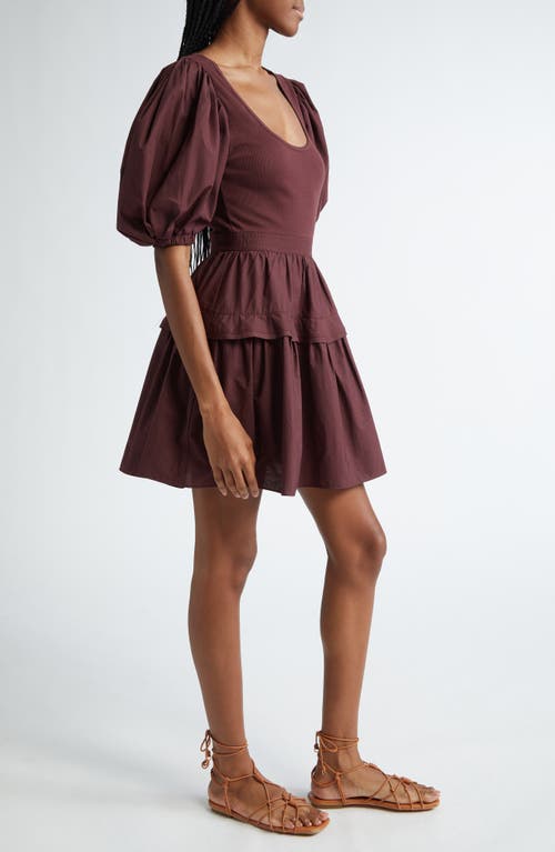 Shop Ulla Johnson Tilda Mixed Media Minidress In Bordeaux