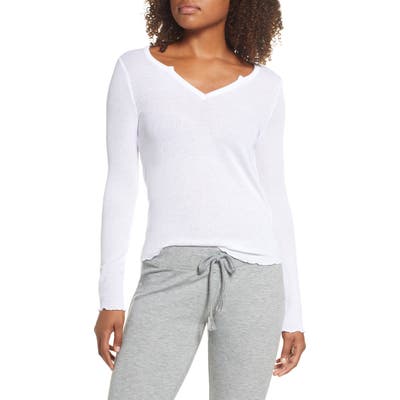 Plus Size Bp. Open Henley Thermal Top, White