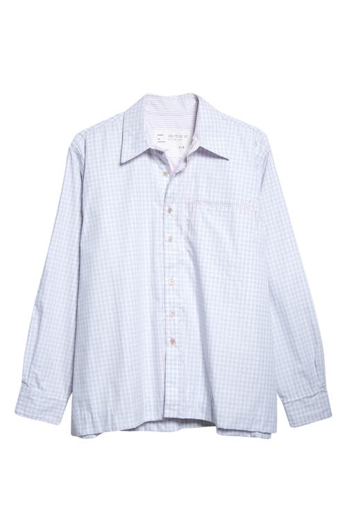 Camiel Fortgens Double Cloth Cotton Button-Up Shirt in Check/Stripe