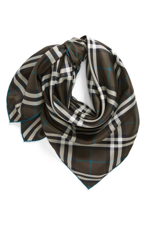 Shop Burberry Check Square Silk Twill Scarf In Snug