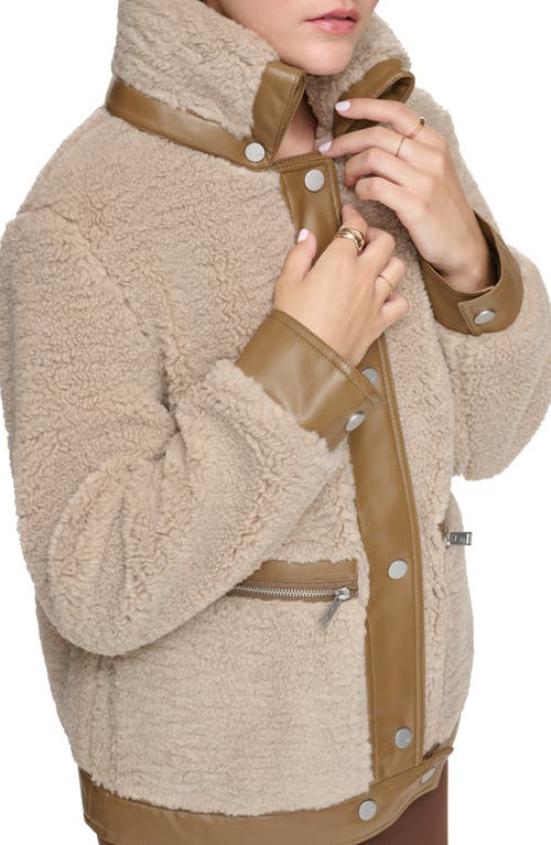Andrew Marc Zepita Faux Shearling Bomber Jacket In Mushroom