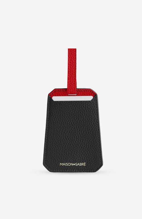 Maison De Sabre Leather Luggage Tag In Rouge Noir