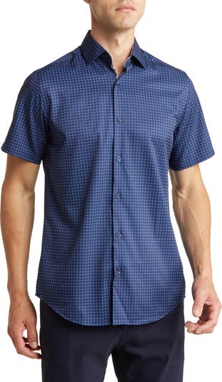 TOM BAINE Slim Fit Performance Short Sleeve Button-Up Shirt