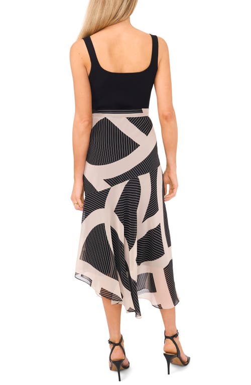 Shop Halogenr Halogen(r) Mixed Geo Print Asymmetric Chiffon Skirt In Rich Black