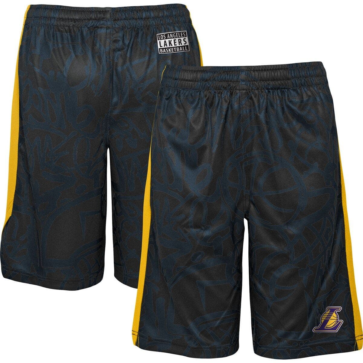 black and gold laker shorts