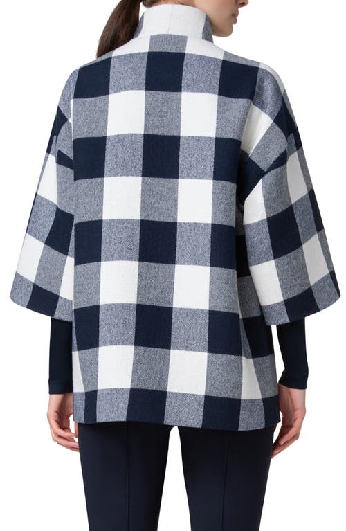 Shop Akris Punto Buffalo Check Felted Car Coat In Cream-navy