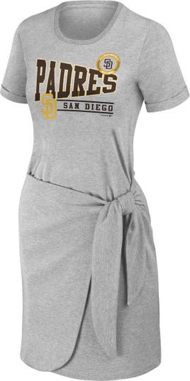 Women's WEAR by Erin Andrews Heather Gray San Diego Padres Knotted T-Shirt  Dress