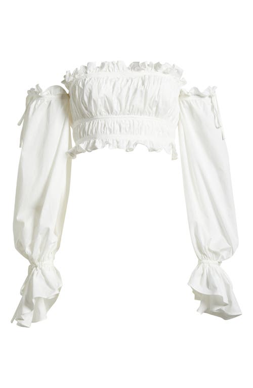 HOUSE OF CB HOUSE OF CB TULA SHIRRED OFF THE SHOULDER CROP TOP 