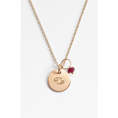 Nashelle 14K-Gold Fill & Semiprecious Birthstone Zodiac Mini Disc Necklace