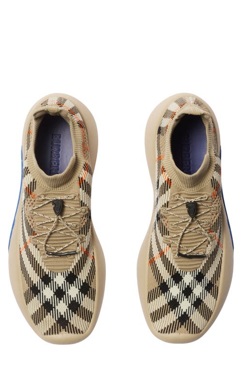 Shop Burberry Neptune Check Knit Sneaker In Sand Ip Check