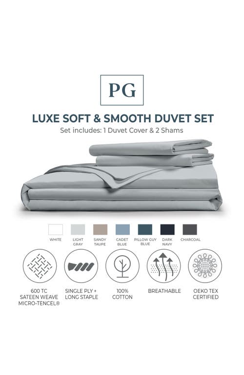 Pillow Guy Soft & Smooth Tencel Duvet Cover 3-piece Set In Light Grey