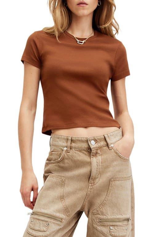 Shop Allsaints Stevie Cotton T-shirt In Sugar Brown