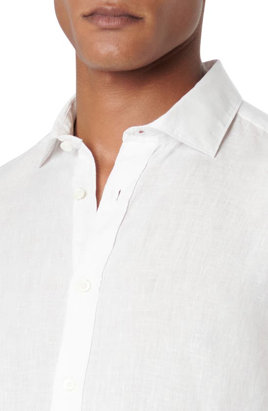 Shop Bugatchi Axel Linen Button-up Shirt In White