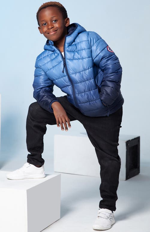 Rokka&rolla Kids' Reversible Lightweight Puffer Jacket In Navy Peony