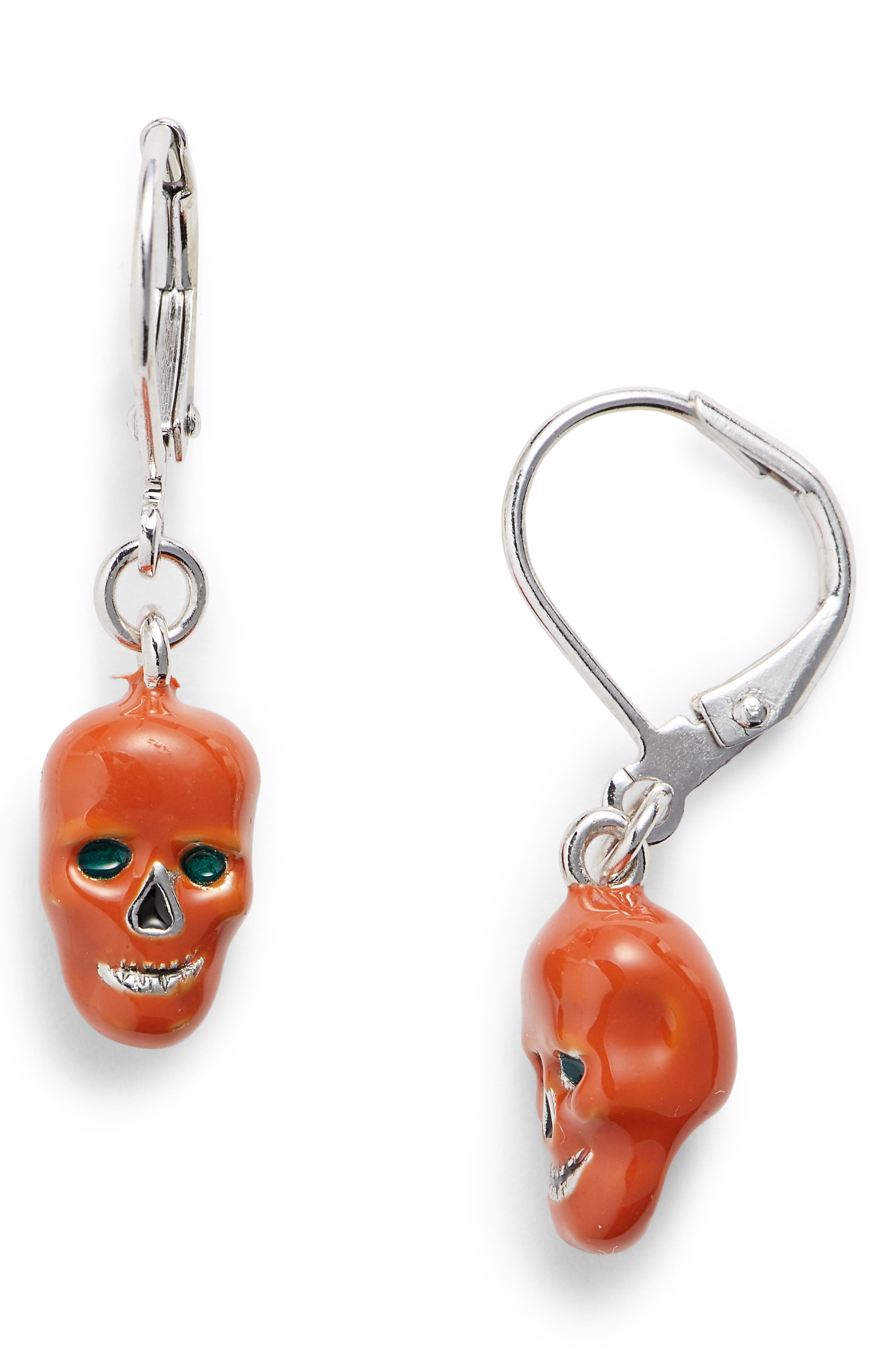 pearl skull earrings