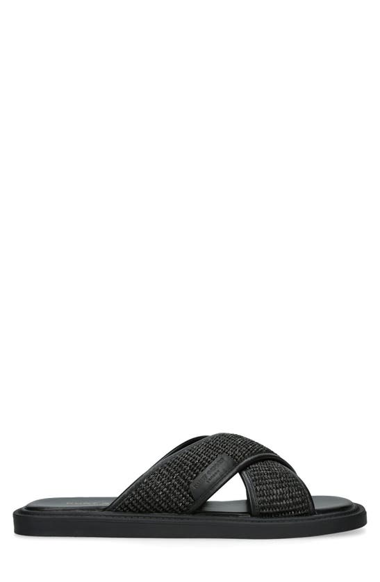 Shop Kurt Geiger Owen Raffia Slide Sandal In Black