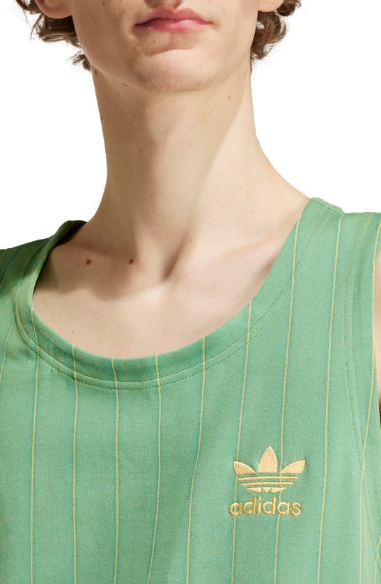 Shop Adidas Originals Pinstripe Tank In Preloved Green