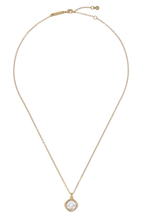 Shop Ted Baker Crastel Round Crystal Pendant Necklace In Gold Tone/ Clear Crystal