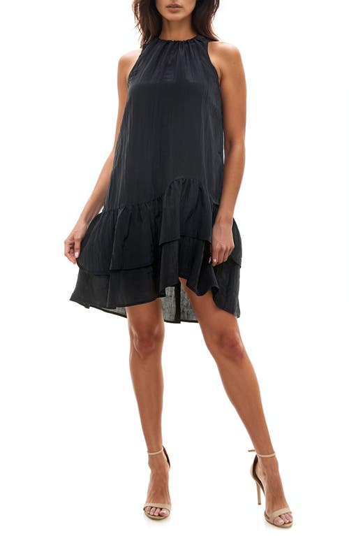 Shop Socialite Tiered Asymmetric Sleeveless Midi Dress In Black