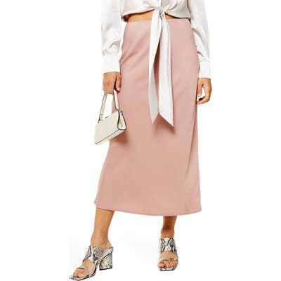 Topshop Matte Satin Bias Cut Skirt, US (fits like 6-8) - Pink