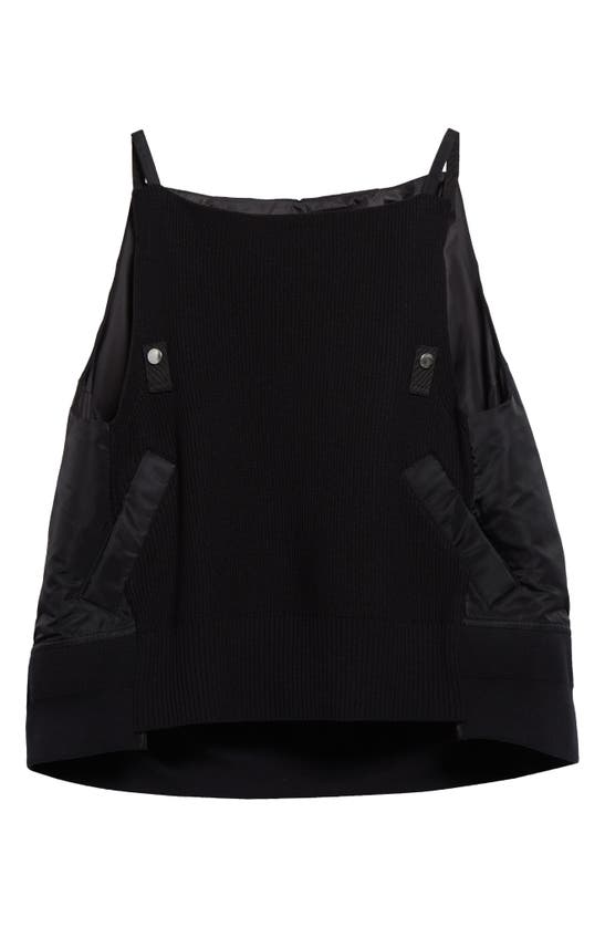 Shop Sacai Mixed Media Nylon & Knit Camisole In Black