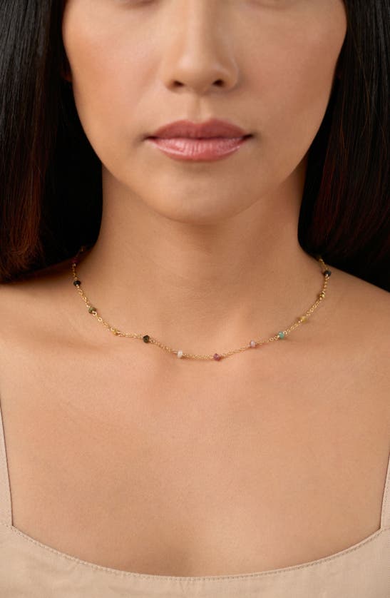 Ki-ele Leah Rainbow Tourmaline Choker In Gold