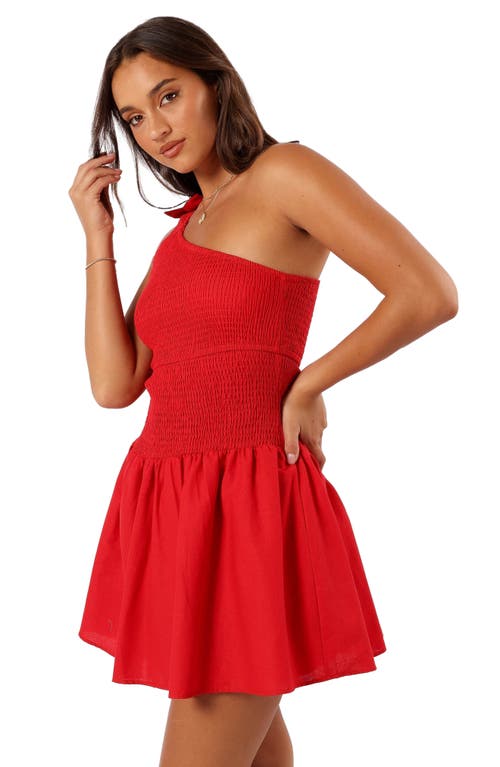 Petal And Pup Petal & Pup Allison One-shoulder Cotton Minidress In Red