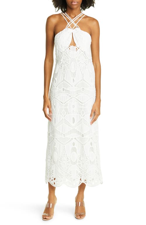 Cult Gaia Everly Guipure Lace Halter Dress in Off White