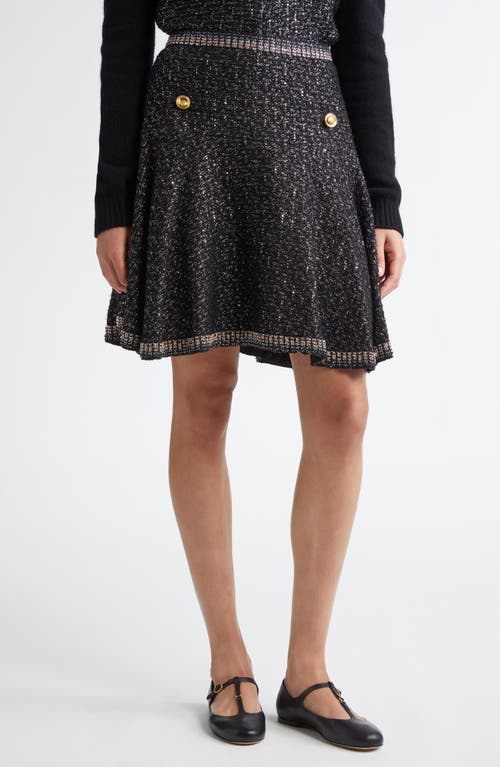 Shop Giambattista Valli Metallic Tweed Sweater Skirt In Black/silver