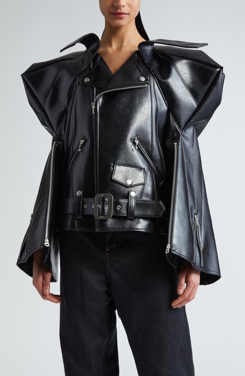Junya Watanabe Belted Faux Leather Jacket Black at Nordstrom,