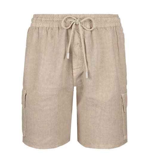 Vilebrequin Baie Linen Bermuda Shorts In Safari