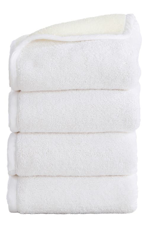Shop Woven & Weft 4-pack Two-tone Cotton Towels In White/ivory