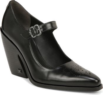 Chanel White/Black Patent Leather CC Mary Jane Wedge Heel Pumps