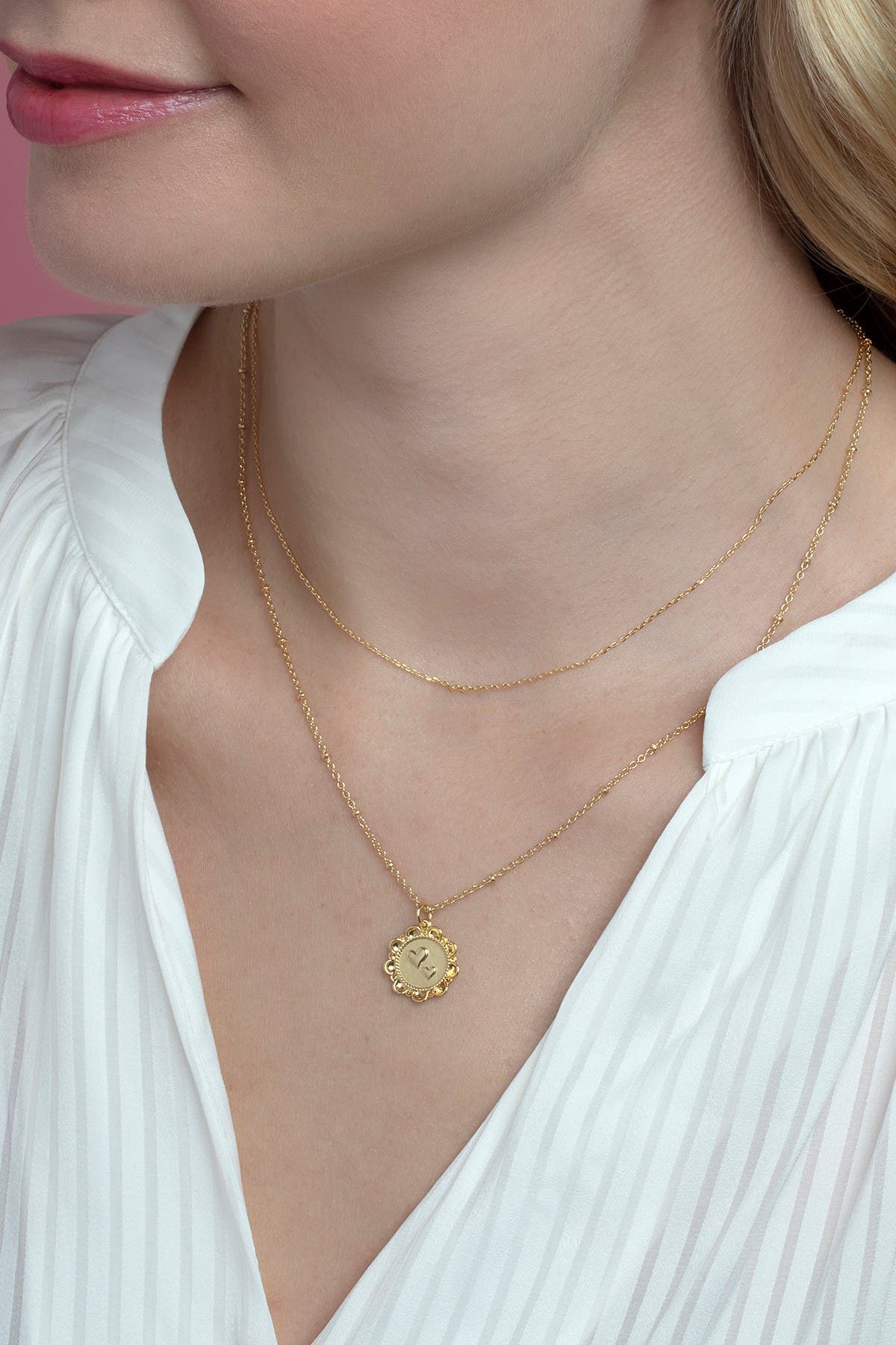 Sterling Forever 14k Yellow Gold Plated Rope Heart Medallion Pendant Necklace In Gold