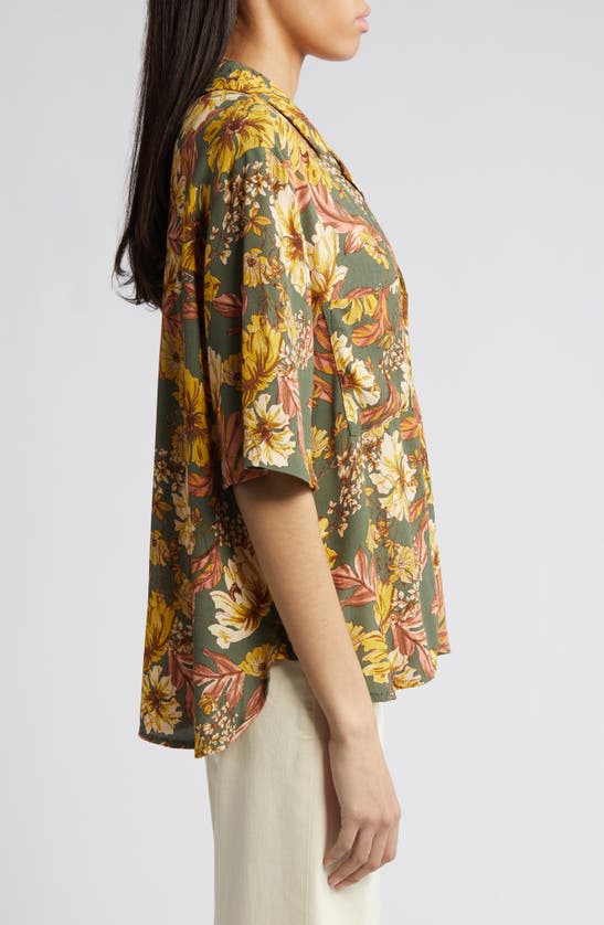 Treasure & Bond Relaxed Fit Camp Shirt In Olive Kalamata Amelia Floral