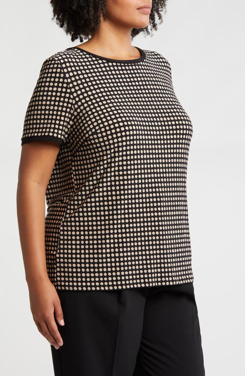 Shop Anne Klein Pearly Dot Button Back Top In Anne Black/latte